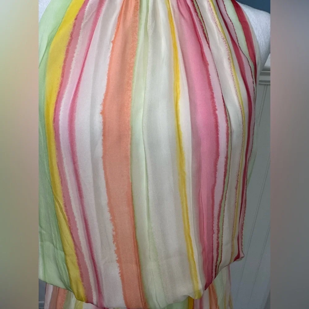 NEW WITH TAGS Ramy Brook Striped Paris Silk Chiffon Sleeveless Minidress~ Med - Picture 7 of 13
